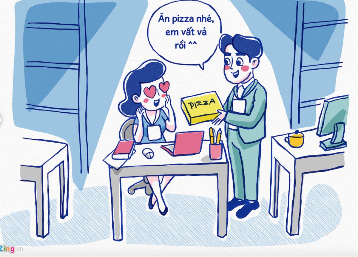 Nếu bắt buộc phải tăng ca thì sếp nên có những hành động cổ vũ tinh thần nhân viên như mua đồ ăn, nước uống. Chính những điều nhỏ nhặt này giúp mối quan hệ cấp trên, cấp dưới thu hẹp khoảng cách và thân thiện hơn. Ảnh: Zing.vn