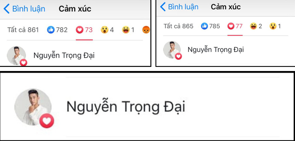 Trọng Đại rất chăm chỉ thả tim vào ảnh, trạng thái của cô gái anh theo dõi trên mạng xã hội.
