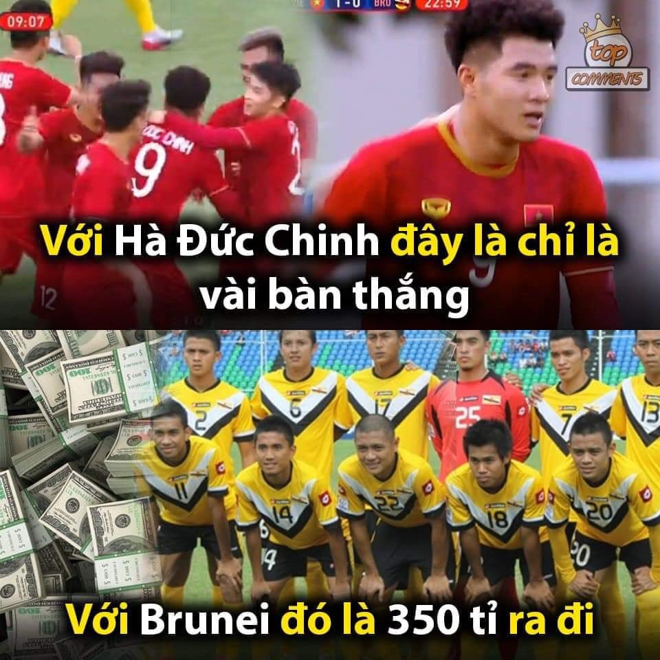 Trước trận đấu, đội tuyển U22 Brunei được treo giải 350 tỉ nếu cầm hoà được đội tuyển U22 Việt Nam, thế nhưng Hà Đức Chinh đã sút bay số tiền ấy chỉ sau 10 phút nhập cuộc.