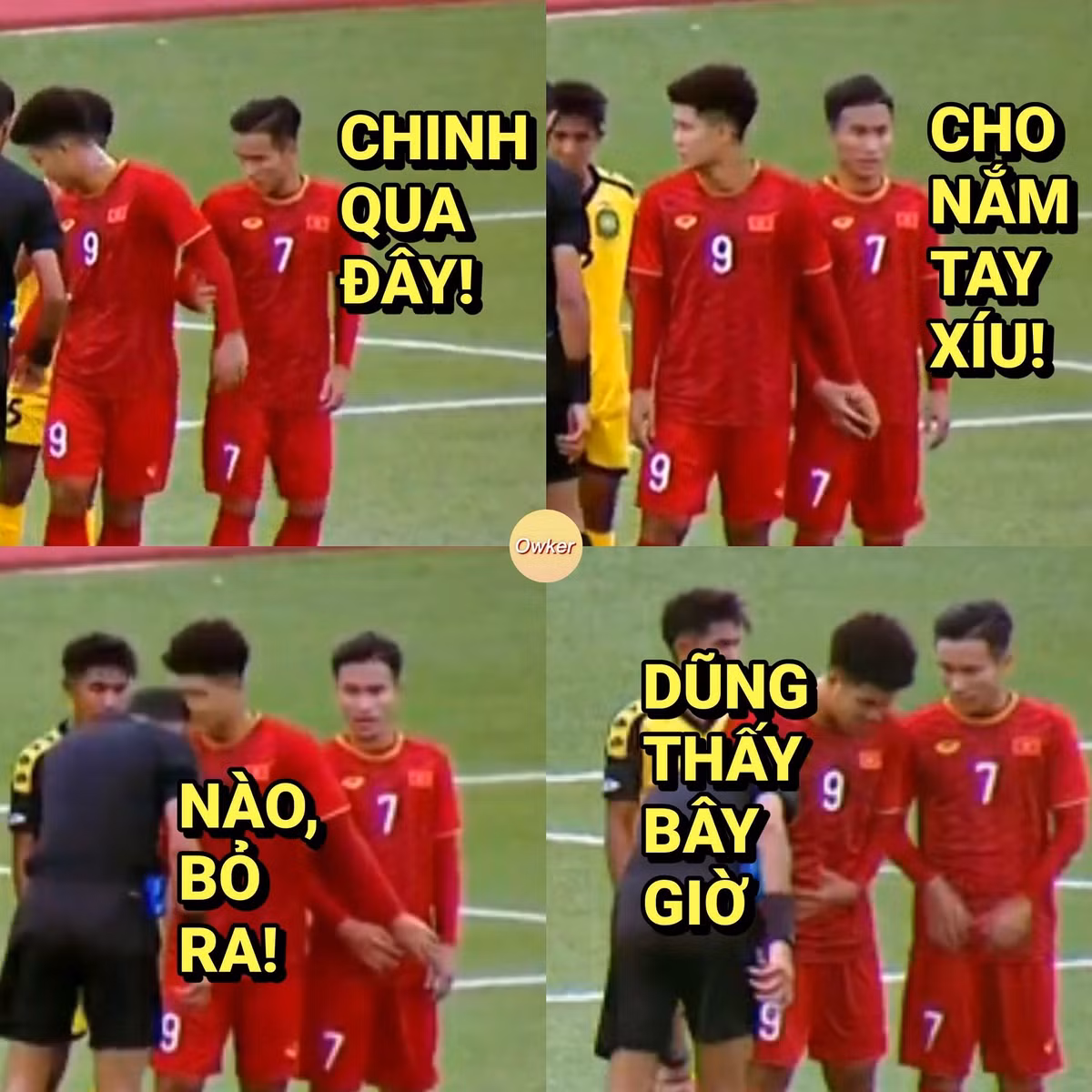 Không chỉ gây chú ý bởi phong độ xuất sắc, Hà Đức Chinh và Triệu Việt Hưng còn khiến người hâm mộ được phen cười muốn tắt thở khi tình tứ cầm tay nhau trên sân.