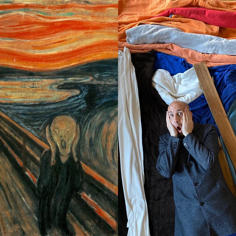 Bức tranh "Tiếng thét" nổi tiếng toàn thế giới được tái hiện cực kỳ thảm hoả. Thế này thì danh hoạ Edvard Munch sống dậy cũng phải khóc ròng.