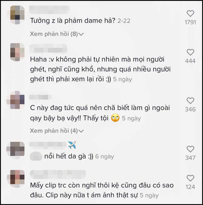 Bên dưới các clip "thả thính" của mình, Thanh Tâm liên tục phải hững chịu những chỉ trích không mấy dễ nghe từ phía dân mạng,