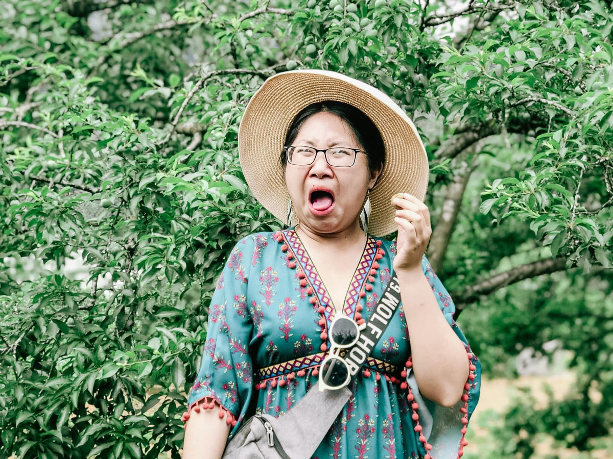 Từ đó, một loạt hình ảnh về việc trải nghiệm mận đầu mùa đã ra đời.