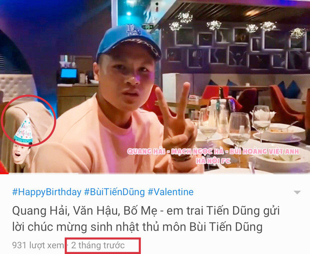 Ngay lập tức, tiền vệ quê Đông Anh bị lộ bằng chứng ra mắt bạn gái mới với đồng đội từ hồi tháng 2, trong buổi sinh nhật thủ môn Bùi Tiến Dũng.