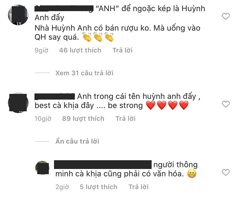 Dân mạng cho rằng, Nhật Lê cố tình viết hoa chứ "Anh" là ám chỉ Huỳnh Anh. "Cà khịa khéo léo, không như ai kia", "Viết ANH là có biến rồi đấy" - Dân mạng bình luận.