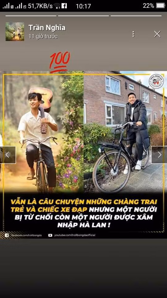 Bức ảnh "Văn Hậu bên Hà Lan" ngay lập tức được "thầy Ngạn" Trần Nghĩa chia sẻ trên trang cá nhân. Đúng là một 9 một 10 không ai chịu thua ai.