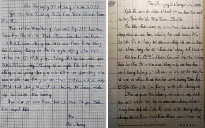 Xuc dong buc thu hoc sinh vung dich Son Loi cam on cac ban nho o Ha Noi