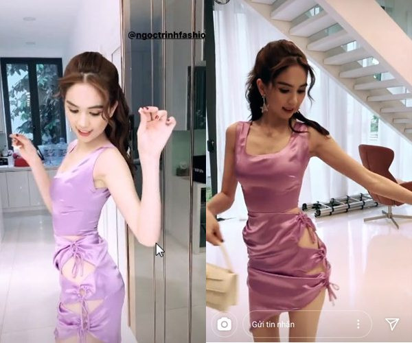 Các bộ đồ khác cũng gặp tình trạng tương tự, thậm chí nhàu nhĩ, nhăn nhúm vải thừa vì cơ thể của Ngọc Trinh quá nhỏ.