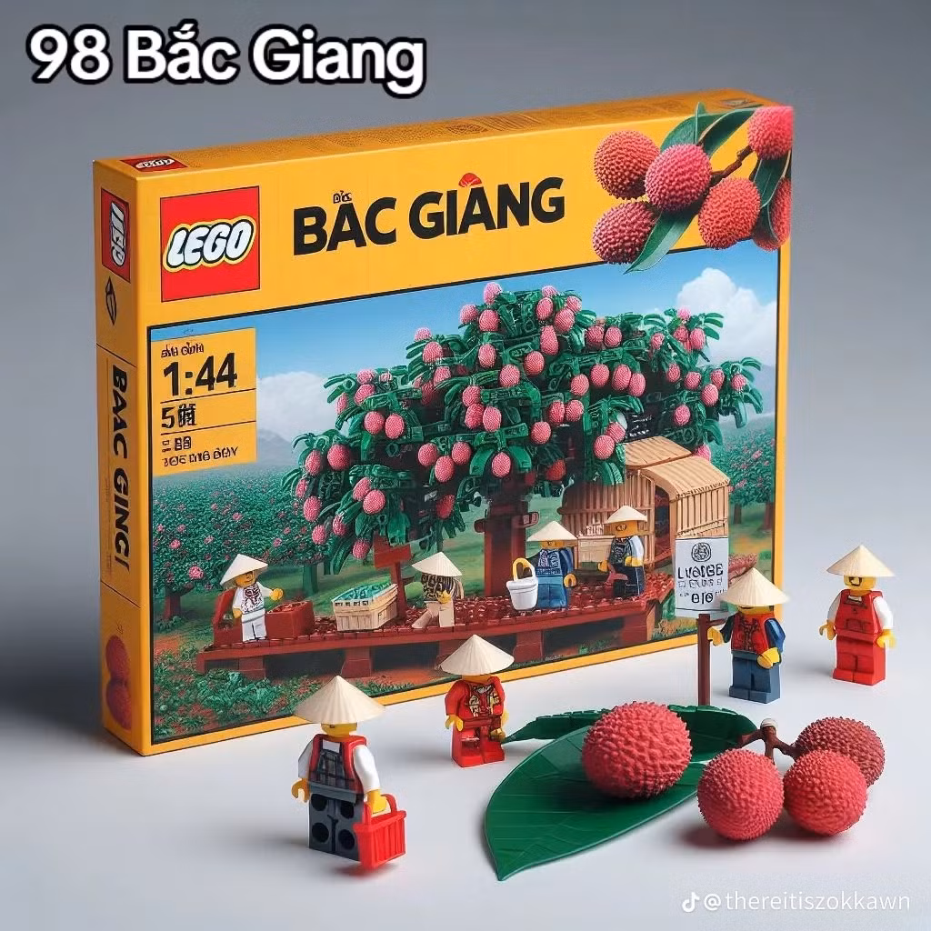 Mùa vải cũng đang đến, bộ lego này nhìn là biết ngay ở Bắc Giang rồi.