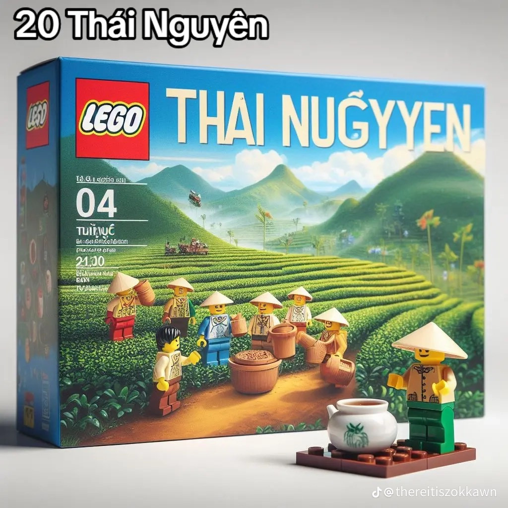 Hình ảnh những đồi chè Thái Nguyên xuất hiện trên bộ lego.
