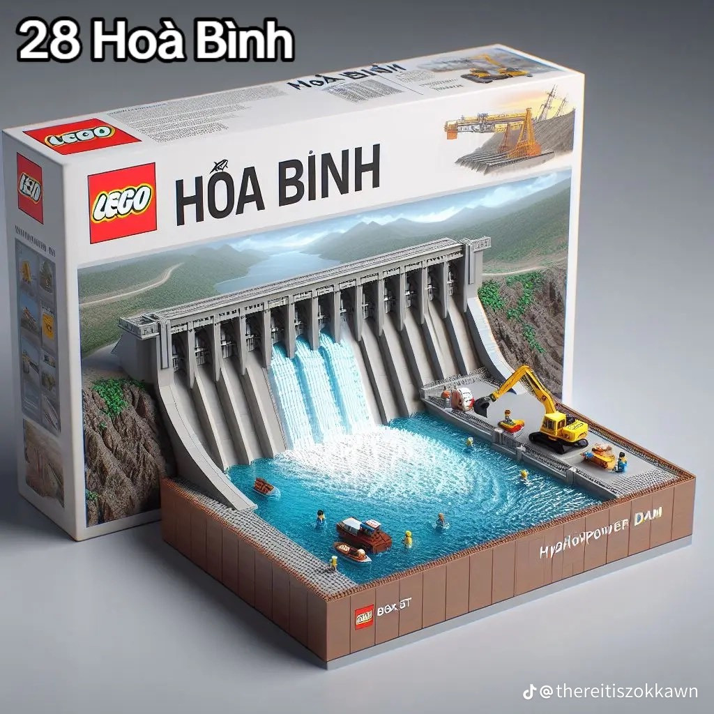 Bộ lego lấy cảm hứng từ đạp thủy điện ở Hòa Bình.
