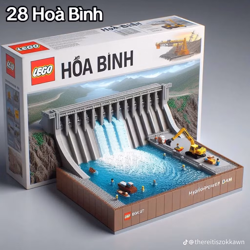 Bộ lego lấy cảm hứng từ đạp thủy điện ở Hòa Bình.