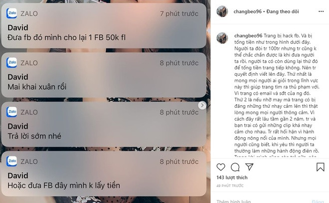 Bạn gái Trọng Đại cho biết cô nàng quyết không tiếp tay cho kẻ xấu, chính bởi vậy nếu lỡ như những nội dung nhạy cảm của cô và bạn trai bị công khai trên mạng xã hội thì mong tất cả mọi người thông cảm.