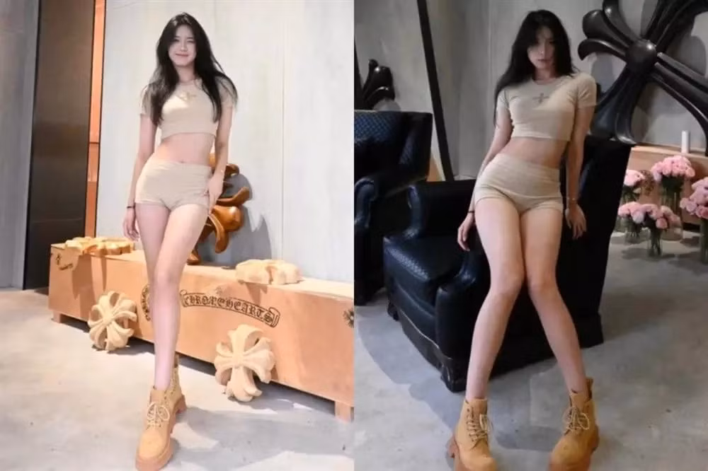 Đôi chân dài miên man không cần qua chỉnh ảnh.