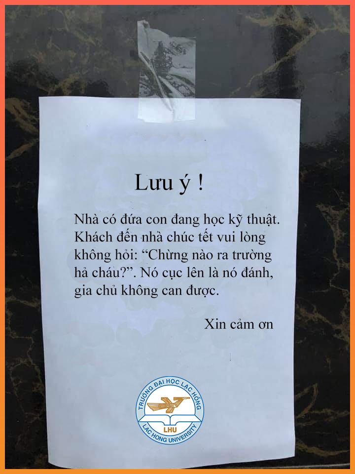 Trào lưu cảnh báo "Nó cục lên nó đánh" được diễn đàn của trường đại học chế lại. Dân kỹ thuật là chuyên nợ môn, ra trường muộn nên không nên hỏi, coi chừng mất Tết, mất luôn đường về.