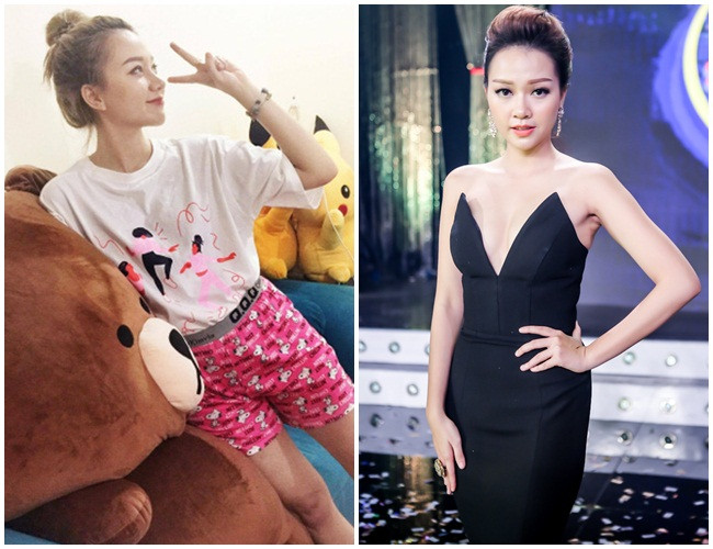 Băng Di là một trong những sao nữ không ngần ngại khoe ảnh lôi thôi khi ở nhà. Trái ngược hình ảnh cô hot girl xinh đẹp nổi danh 1 thời, Băng Di thoải mái mặc quần đùi hoa và áo phông cùng tông màu. Cô còn hài hước cắm thùng, tự tin tạo dáng.