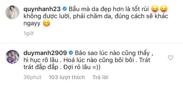 Ngay phần bình luận, Duy Mạnh đã to gan vào bóc phốt vợ: "Bảo sao lúc nào cũng hì hục rõ lâu. Hóa ra lúc nào cũng bôi bôi, trát trát, đắp đắp. Đợi rõ lâu".