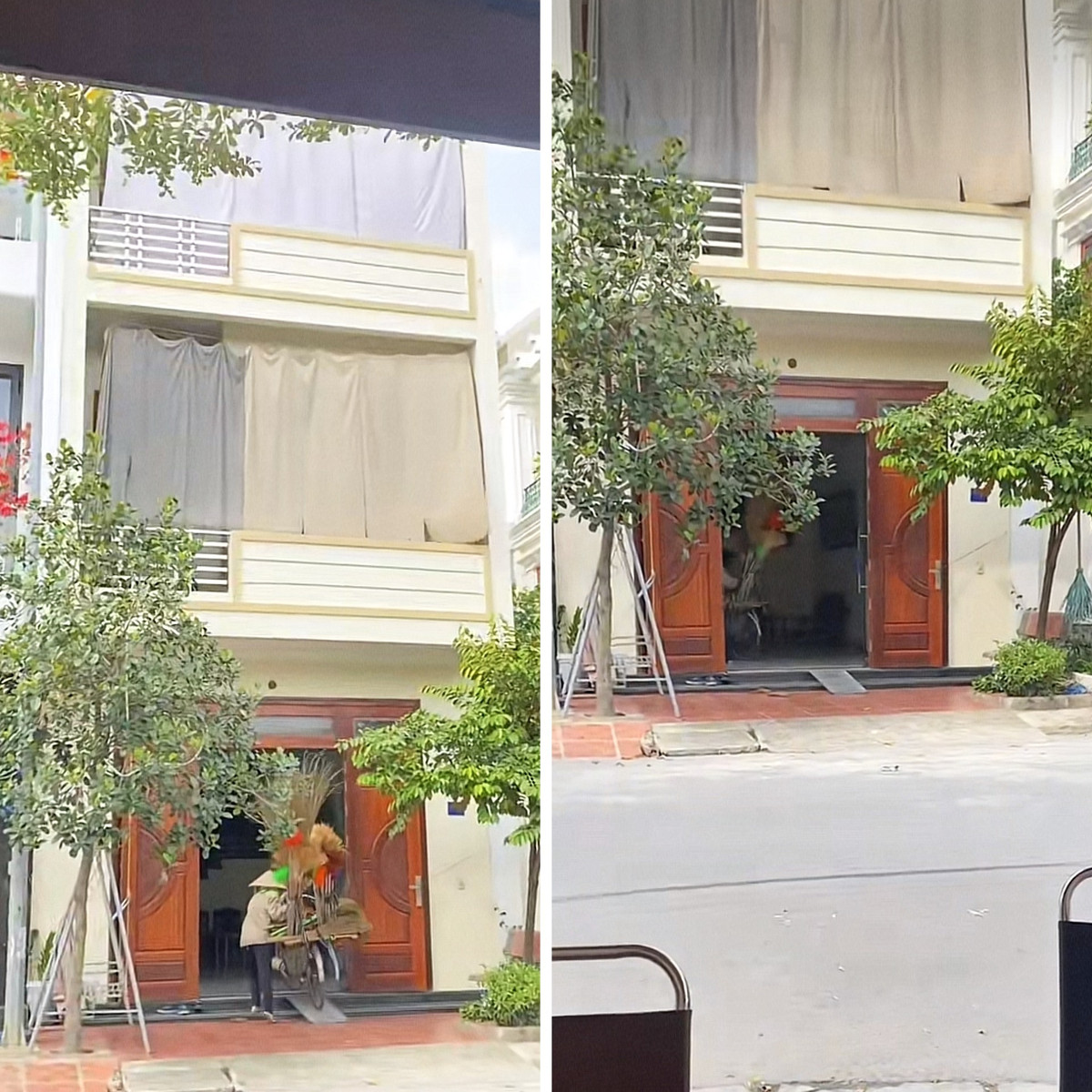 Ngày thì đi bán chổi rong, chiều về nghỉ ở nhà biệt thự.