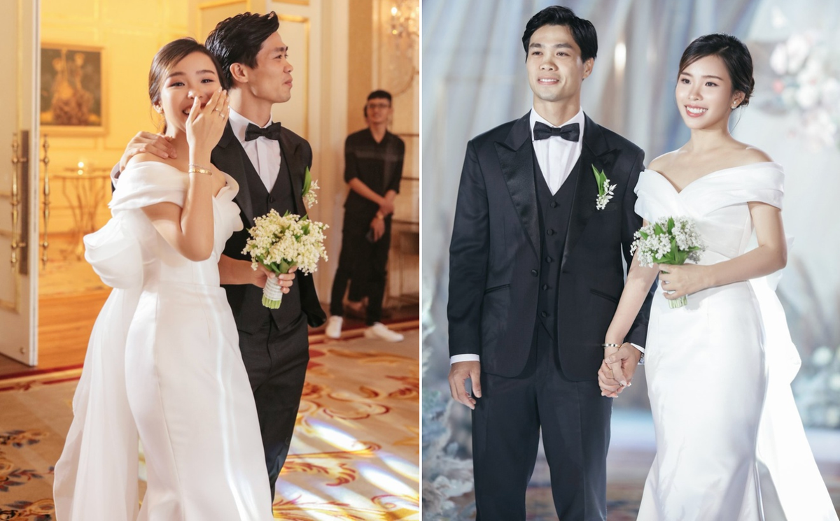 Trong chiếc váy cưới thắt nơ lưng, Viên Minh được khen toát lên thần thái sang trọng, quyến rũ. Hôn thê Công Phượng tốt nghiệp thạc sỹ quản trị kinh doanh của Đại học RMIT và hiện làm việc cho công ty của gia đình ở TP HCM. Trước khi công khai chuyện tình cảm, cô luôn hết lòng ủng hộ chồng tương lai trong sự nghiệp, cũng như giúp anh kết nối với người hâm mộ và điều hành công việc kinh doanh riêng. Ảnh: Nguyễn Công Phượng Jmg.