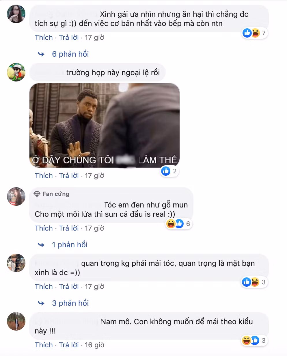 Dưới phần bình luận, rất nhiều bạn nữ cho "tranh thủ" khoe tài nấu nướng cùng với quan điểm con gái nấu ăn có thể không ngon nhưng nhất định không thể vụng về như vậy bởi vào bếp là việc rất cơ bản, dù giỏi mọi thứ nhưng không biết nội trợ cũng chỉ "vứt đi".