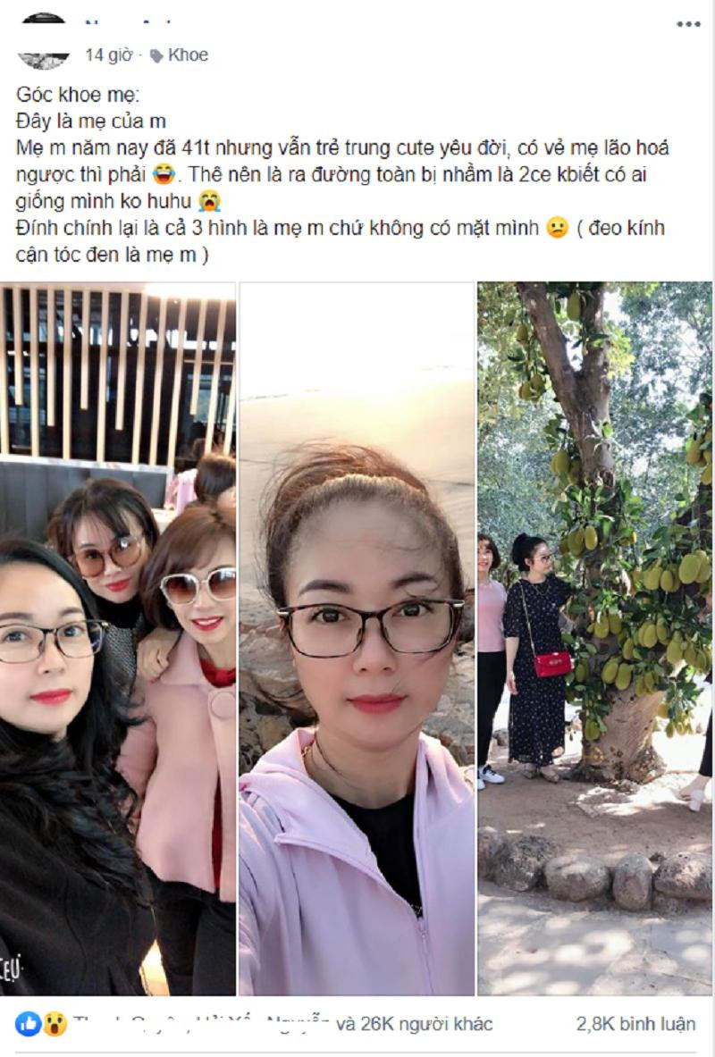 Mới đây, trên mạng xã hội xuất hiện bài viết của một cô nàng "than phiền" vì mẹ trẻ trung hơn rất nhiều so với tuổi. Nguyên văn bài viết như sau: "Mẹ mình năm nay đã 41 tuổi nhưng vẫn trẻ trung, yêu đời, có vẻ mẹ lão hoá ngược thì phải. Ra đường toàn bị nhầm là hai chị em".
