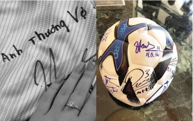 Thế nhưng một số người khẳng định, bạn gái Quang Hải là một cô gái tên Huyền My (SN 1997) đến từ Nghệ An. Cách đây không lâu, cô nàng này đã khoe một chiếc áo có chữ ký của cầu thủ kèm lời nhắn mùi mẫn "Anh thương vợ".