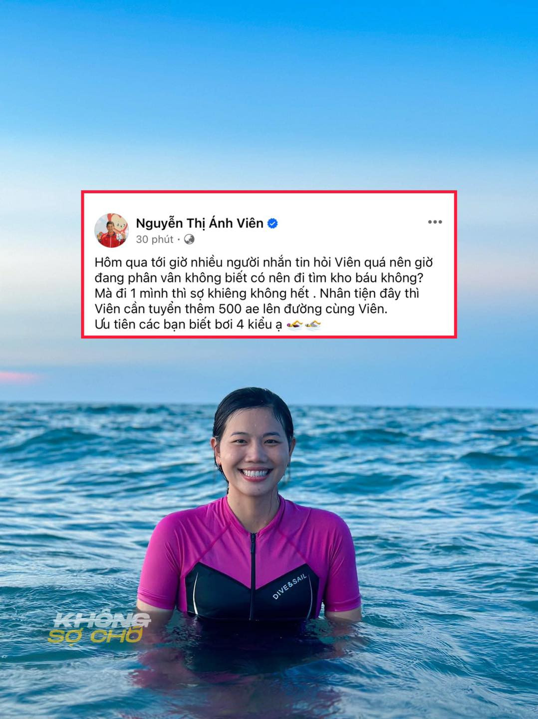 Kình ngư Ánh Viên tuyển người tìm kho báu, netizen ào ào “ứng tuyển“ - Hình 3 Kinh ngu Anh Vien tuyen nguoi tim kho bau, netizen ao ao “ung tuyen“-Hinh-3