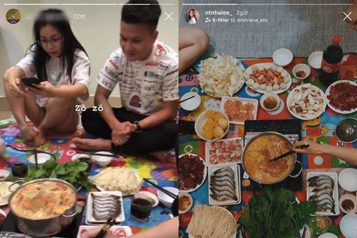 Trước đó, Quang Hải và Nhật Lê bị bắt gặp hẹn hò đêm khuya cùng nhau, ngay sau đó lại tiếp tục có mặt trong bữa ăn cùng bạn bà khiến thông tin "nối lại tình xưa" rầm rộ trên mạng xã hội.