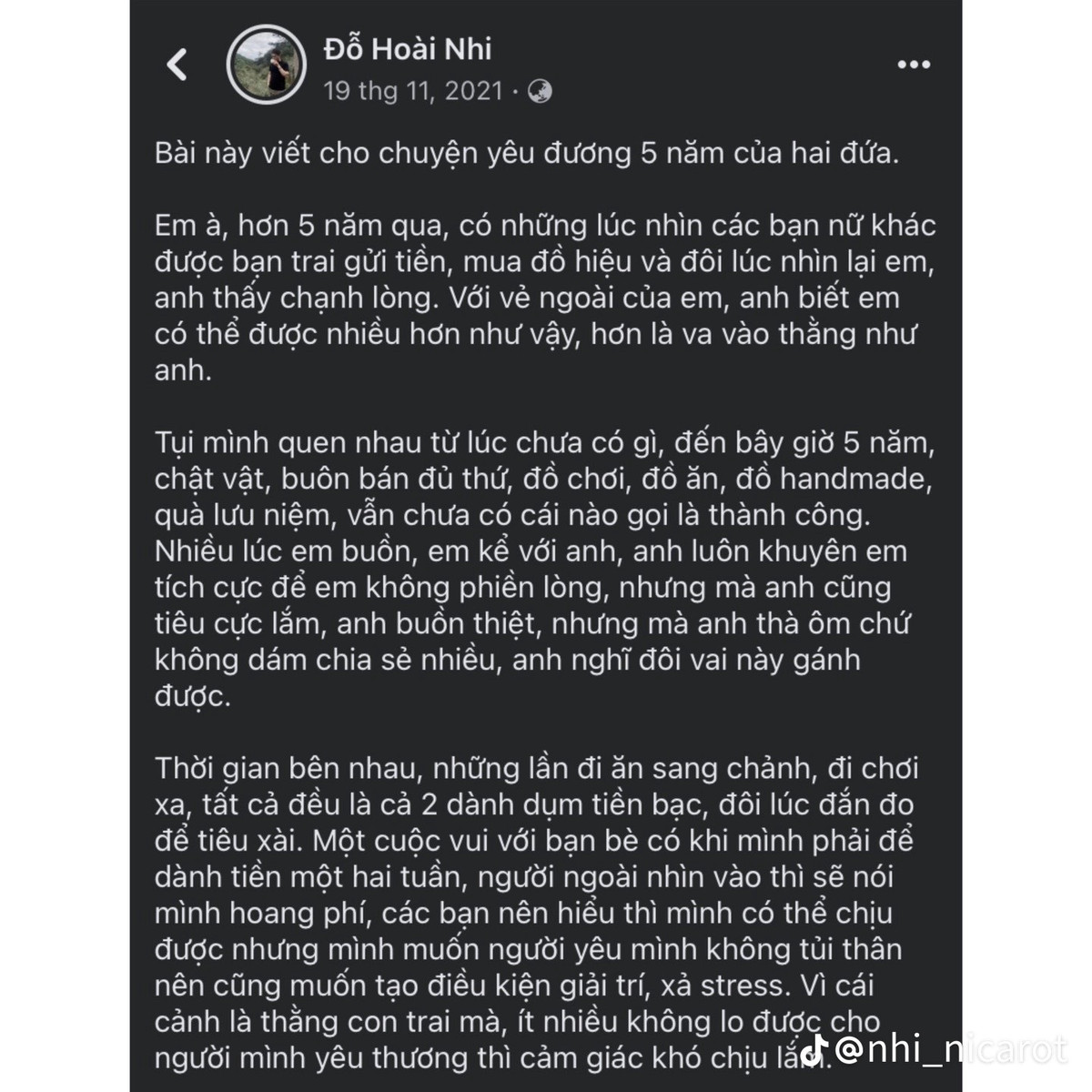 Những lời bạn nam tâm sự trong suốt 5 năm yêu nhau.