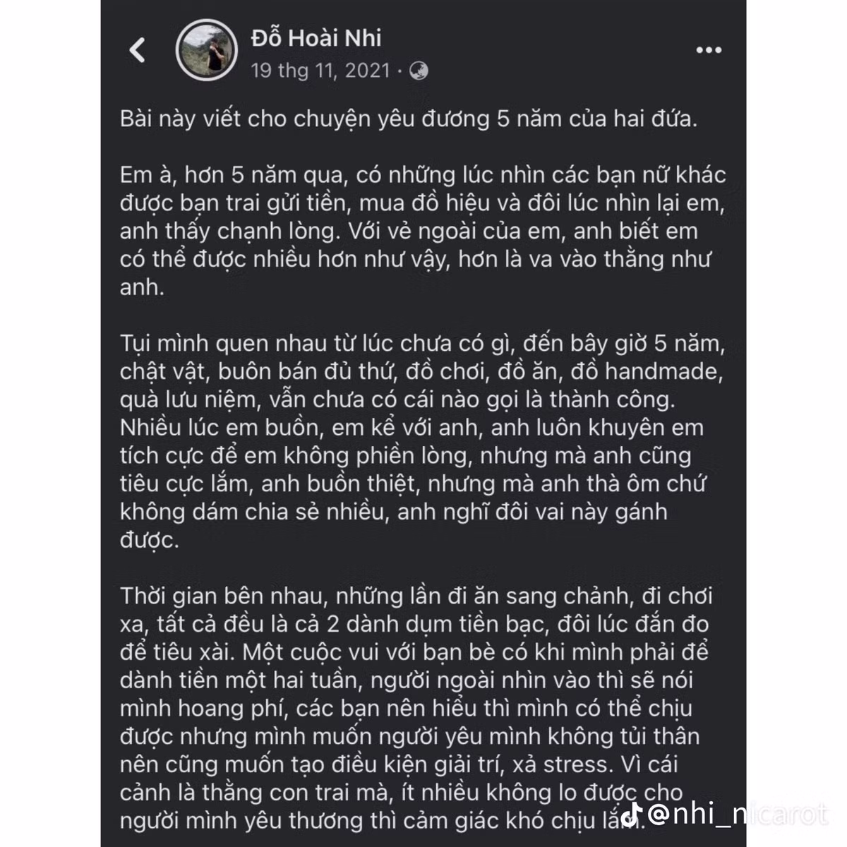 Những lời bạn nam tâm sự trong suốt 5 năm yêu nhau.