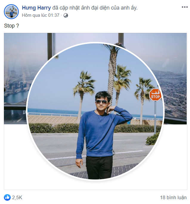 Mới đây, Hưng Harry cũng cập nhật ảnh đại diện cùng dòng chứ "Stop" ngắn ngủi khiến dân mạng nghi ngờ anh và Nhật Lê đã chấm dứt.