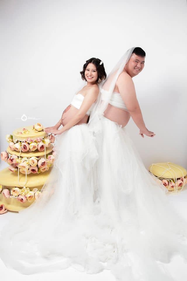 Chồng hóa bụng bầu cực yêu, động viên vợ trước ngày sinh Chong hoa bung bau cuc yeu, dong vien vo truoc ngay sinh