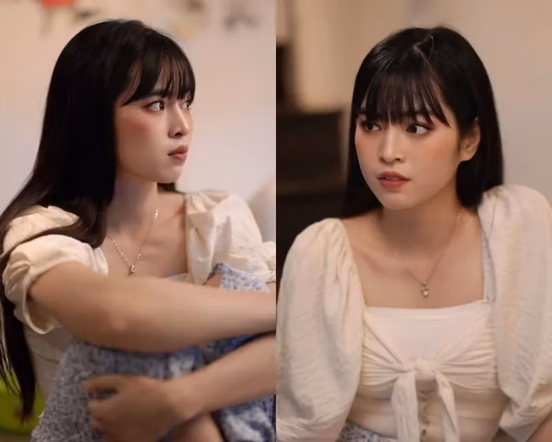 Tạo hình của nhân vật Trang do Khánh Vân thủ vai với khuôn mặt được trang điểm sắc sảo và chất giọng đỏng đảnh.