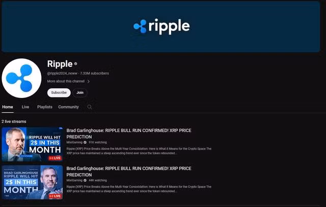 Theo quan sát, trang YouTube của Độ Mixi hiện đã bị ẩn toàn bộ video, đổi ảnh đại diện và banner thành đồng tiền số ripple, và hiện chỉ còn 2 video đang phát trực tiếp, đều về tiền số.