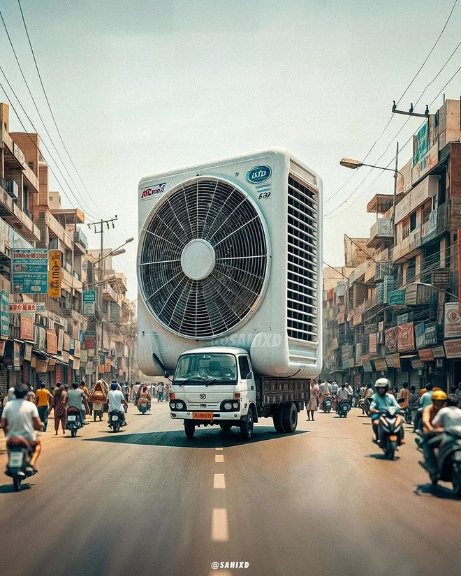 Loạt ảnh của anh chàng đều được phủ một lớp màu vàng cam thể hiện sự nóng bức của thời tiết.