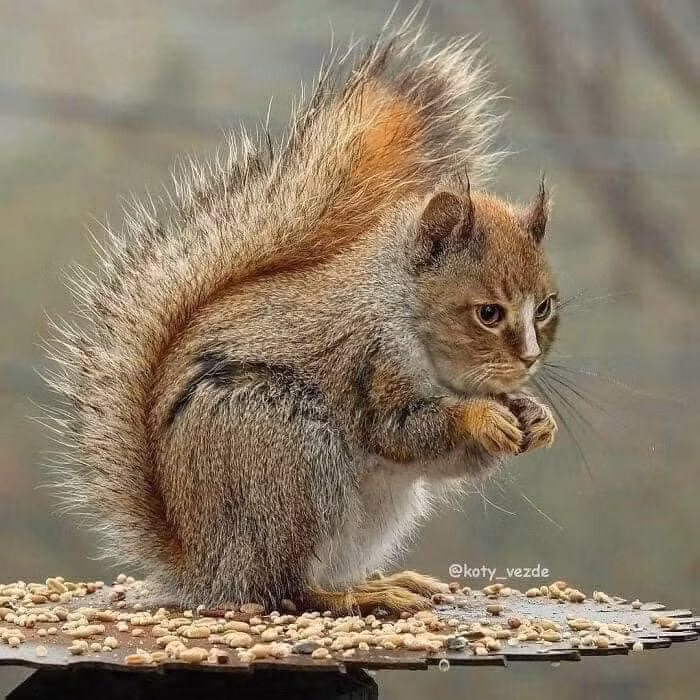 Sóc - mèo? Nhìn cũng đáng yêu đấy.