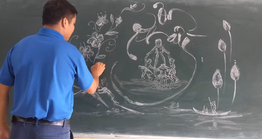 Trước khi đặt phấn vẽ tranh, thầy Hùng luôn tự đặt câu hỏi: Tranh vẽ gì? Ý nghĩa hàm ý của bức tranh? Việc làm đó đúng hay sai. Nếu đặt mình vào tình huống đó, các em sẽ giải quyết như thế nào?