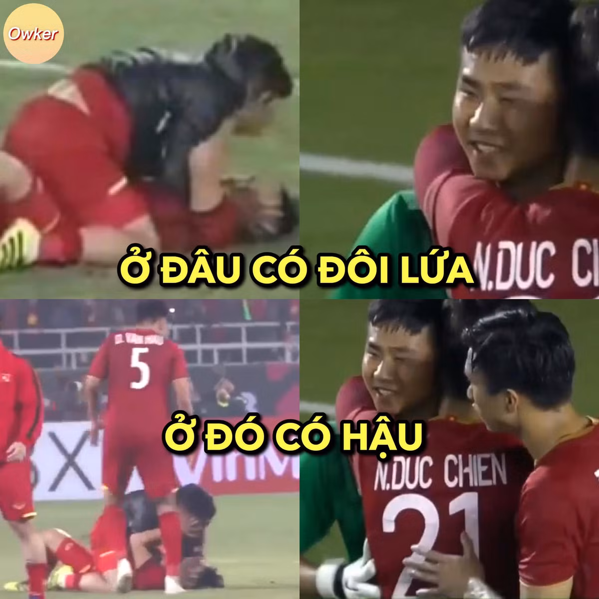 Mặc dù là "bóng đèn" nhưng Văn Hậu lại rất quyết liệt trong việc bảo vệ các anh khi có va chạm trên sân cỏ. Cậu út của U22 Việt Nam lúc nào cũng nhiệt tình dù không mấy khi được yêu thương.