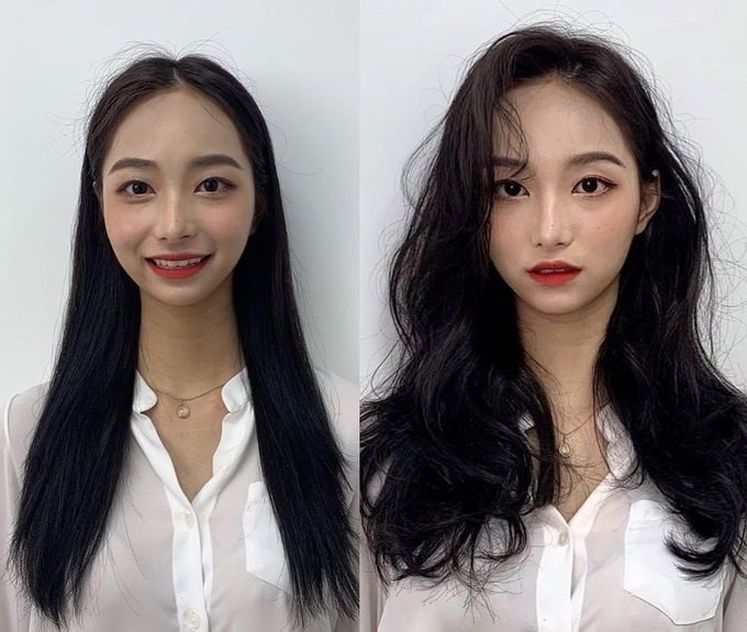 Từ kiểu tóc thẳng có phần "phèn", cô gái thay đổi 180 độ, trở nên sang chảnh và thần thái hơn hẳn khi đổi sang kiểu tóc xoăn bồng bềnh. Ai nói tóc tai thế nào không quan trọng, quan trọng là nét mặt xinh cũng phải im lặng sau khi xem ảnh này.