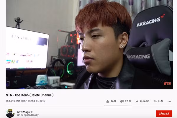 Trước đó, NTN từng đăng tải một video nói về việc xoá kênh do phải nhận quá nhiều gạch đá từ cộng đồng mạng.