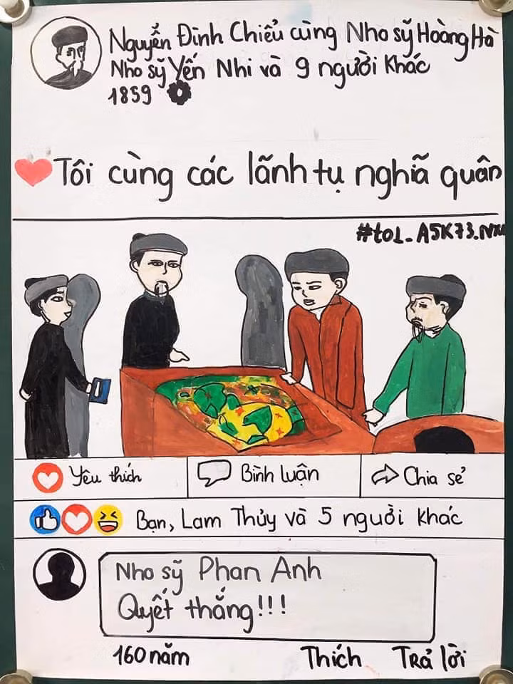 Dưới bài đăng, rất nhiều ý kiến ủng hộ và khen ngợi sự sáng tạo trong môn Văn của các bạn học sinh.