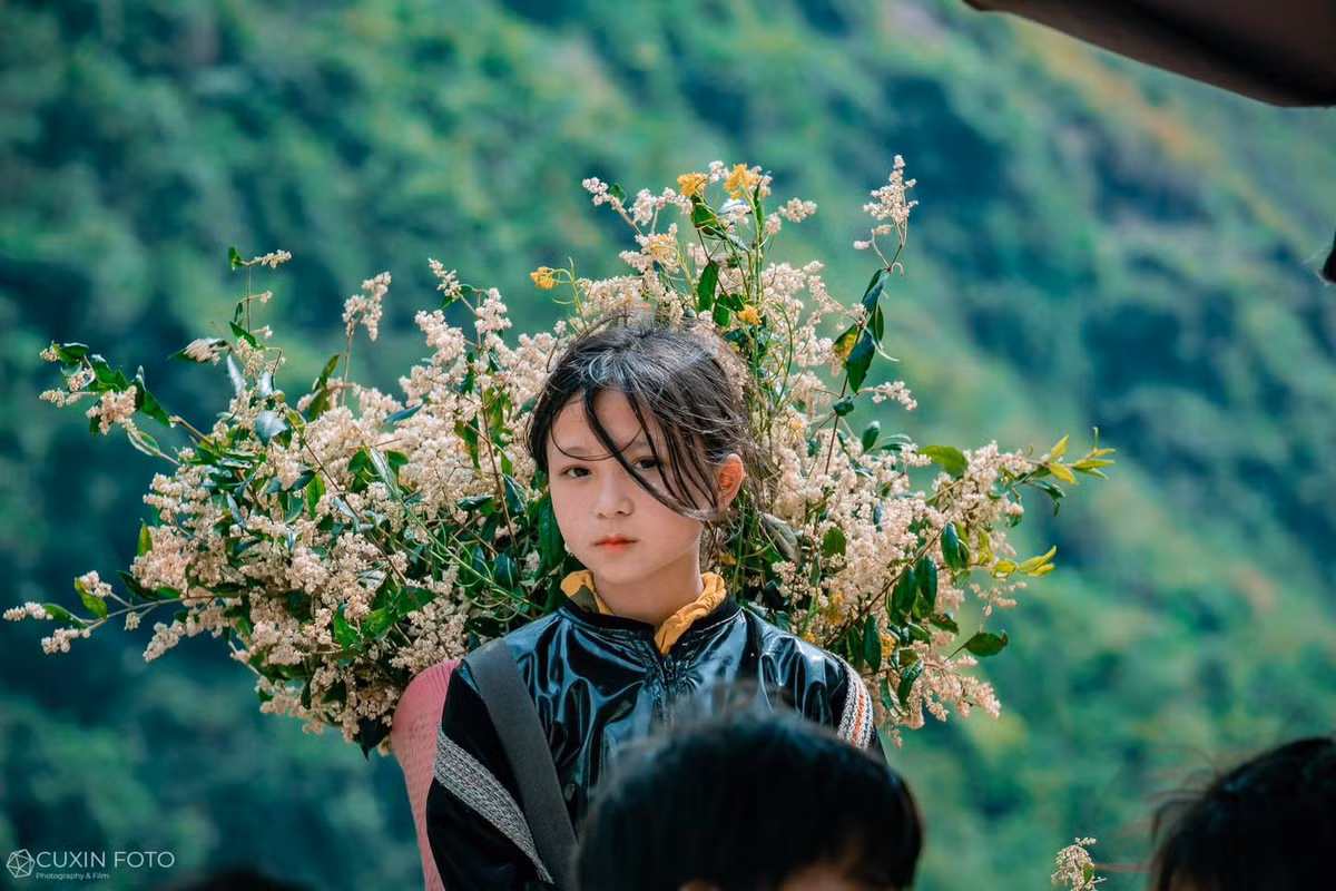 Dù sở hữu làn da bánh mật do phải lao động tay chân từ sớm, thế nhưng những đường nét trên gương mặt bé gái cực kì sắc sảo. Nhiều người gọi em là "mỹ nhân nhí", "bông hoa vừa chớm" của núi rừng vùng cao.