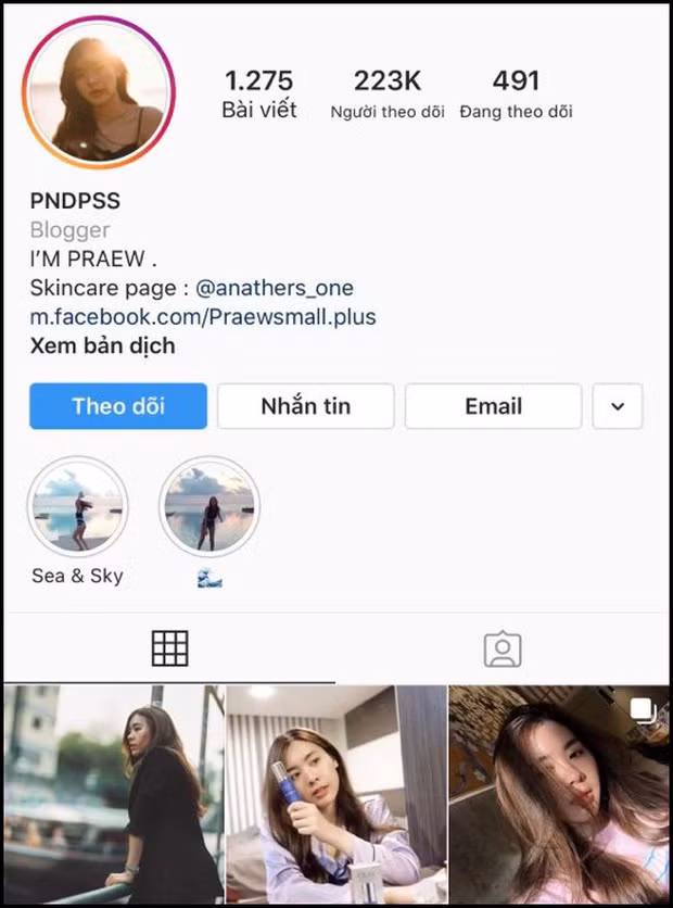 Thế nhưng đời không như là mơ, chẳng có một hot girl trường Rmit nào có tên là P.N.T.N sở hữu nhan sắc như trong ảnh mà toàn bộ hình đăng tải trên đều "ăn cắp" từ tài khoản Instagram của hot girl Thái Lan đình đám là Praew.