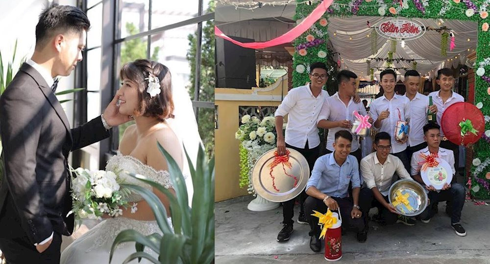 Không chỉ có bánh kem, hội bạn thân luôn nghĩ ra lắm trò "chơi trội" khiến cô dâu chú rể dở khóc dở cười. Ví dụ như thay vì mừng tiền, quà cưới hẳn hoi thì lại tặng toà nồi, xoong, mâm, chậu vô cùng thiết thực.