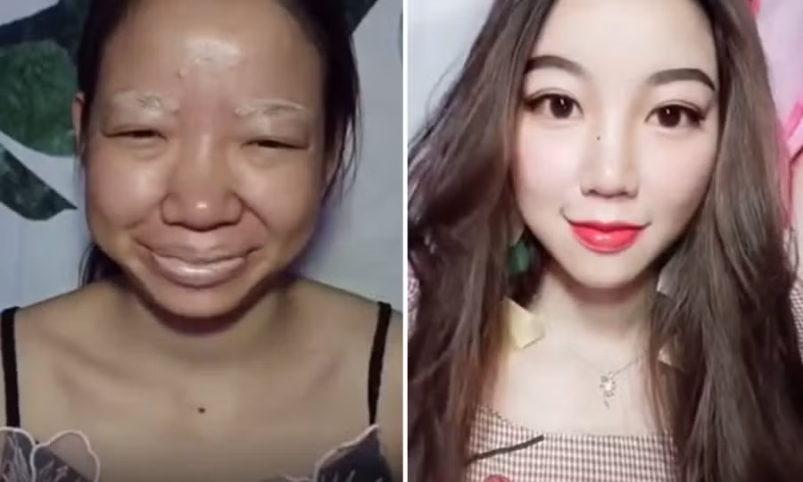Từ một cô gái da đen, mắt bé, các nét không có gì nổi bật thành cô hot girl da trắng, môi đỏ, đôi mắt to tròn