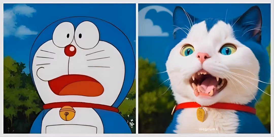 Mèo máy Doraemon được tạo hình có cả tai, bù đắp cho sự tự ti của cậu chàng trong xuyên suốt bộ truyện.