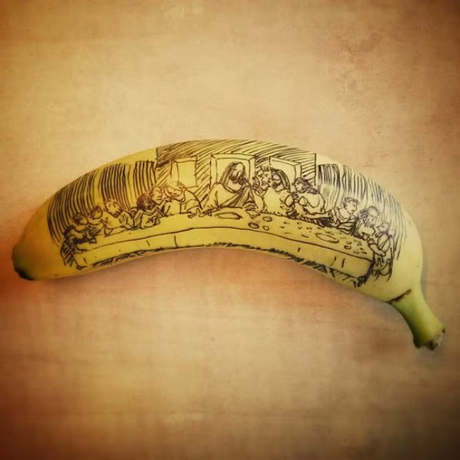 Bằng những nét bút cơ bản, Stephan Brusche đã tái hiện bữa ăn cuối cùng của Chúa Jesu trước khi chịu nạn.