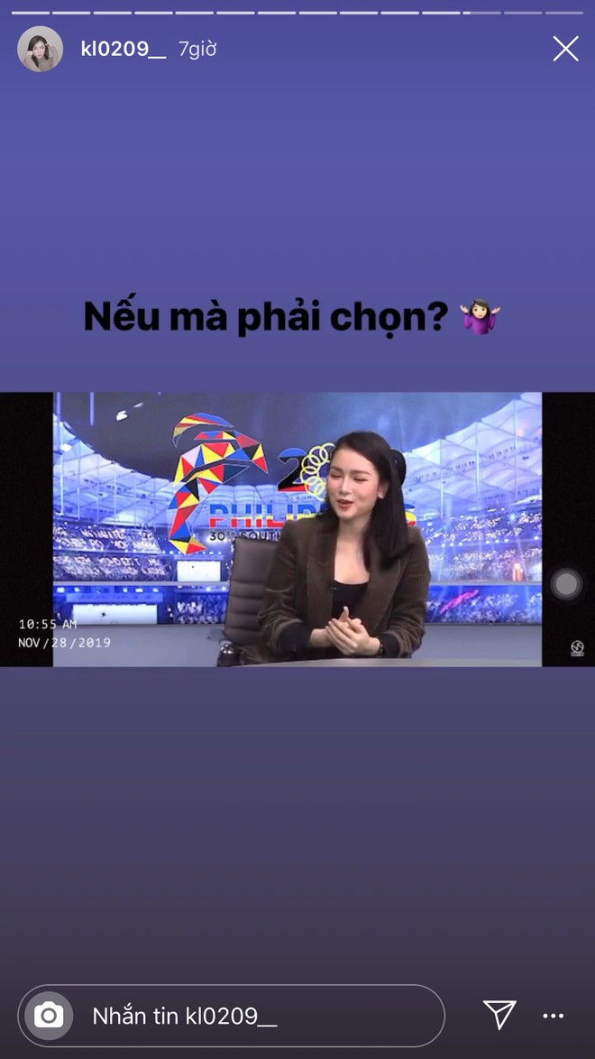 Mới đây, trong khi Bùi Tiến Dũng đang tham dự SEA Games 30 tại Philippines, Khánh Linh bất ngờ đăng tải một đoạn cắt trong chương trình cô tham gia khiến cộng đồng mạng chú ý.