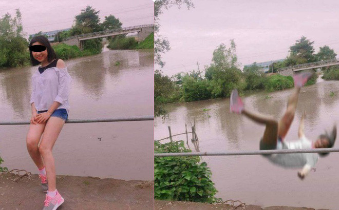 Hình ảnh một cô gái ngồi trên thanh sắt bé tẹo bên bờ hồ rồi mất thăng bằng ngã ngửa ra phía sau cũng thu hút sự quan tâm của cộng đồng mạng. Người trong cuộc thì hoang mang nhưng chắc chắn người chứng kiến lại được trận cười vỡ bụng.