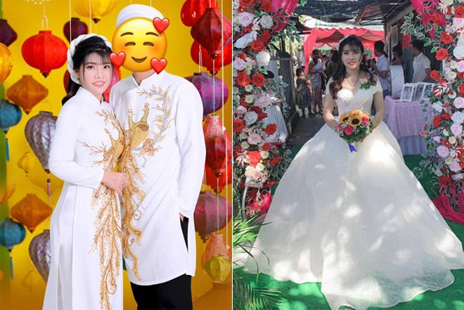 Hình ảnh đám cưới của cô nàng với danh tính chú rể được giấu kín.